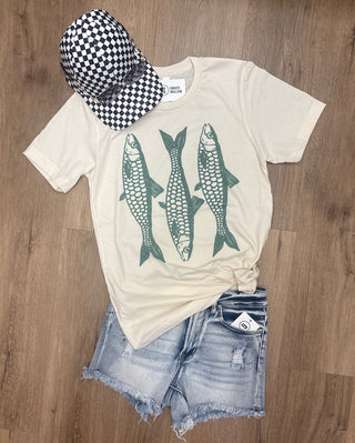 Sardines Graphic Tee, Heather Natural