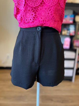 Lightweight Woven Shorts-Black