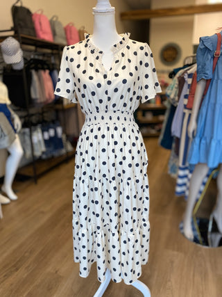 Polka Dot Midi Dress, Ivory