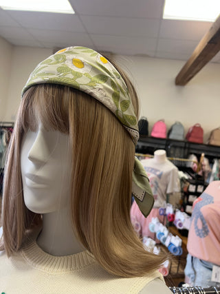 Vintage Daisy Floral Scarf, Green