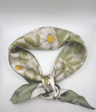 Vintage Daisy Floral Scarf, Green