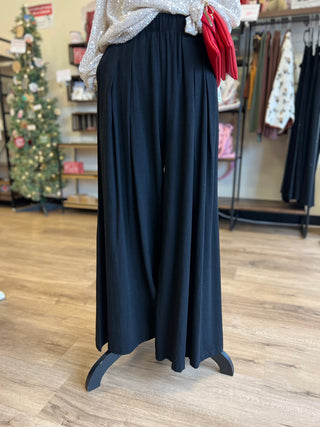 Black Wide Leg Linen Pants