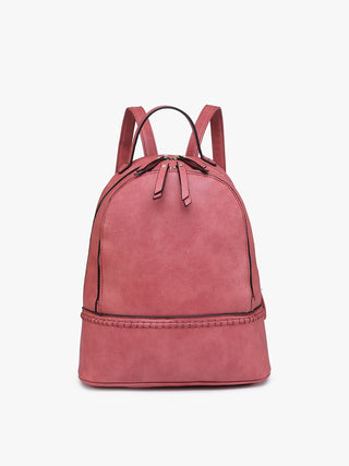 Pink backpack on a white background