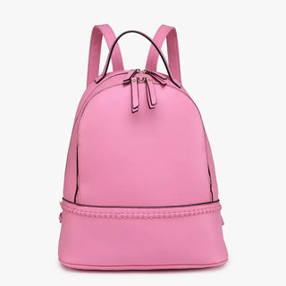 Pink backpack on a white background