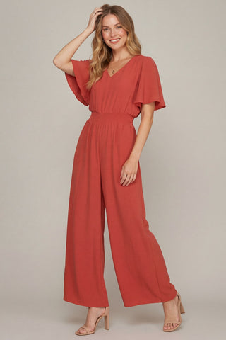 Coral Wide Leg Jumpsuit