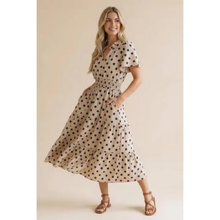 Polka Dot Midi Dress, Ivory