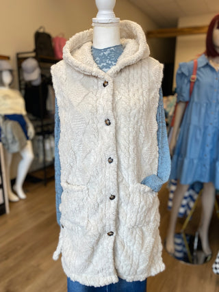 Cable Knit Hooded Vest